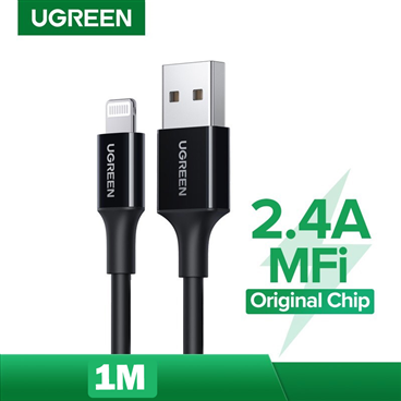 Ugreen 80822 Cáp UGREEN USB-A Male to Lightning Male Mạ Niken Vỏ ABS 1m (Đen) chính hãng