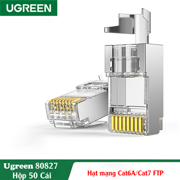 Ugreen 80827, Hạt mạng Cat6/Cat7 FTP Bọc Nhôm Chống Nhiễu ( Hộp 50c )