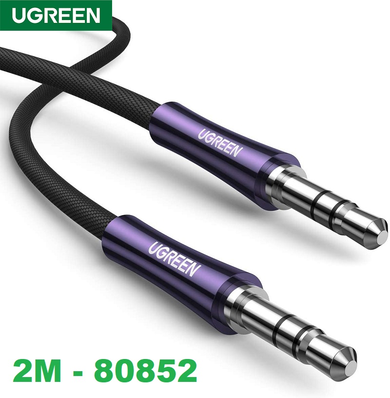 UGREEN 80852 AV171 Dây loa AV 2 đầu jack 3.5mm (M/M) vỏ đồng mạ bạc 2M