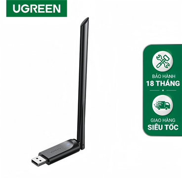 Ugreen 90339 USB Wifi băng tần kép 5G và 2.4G trang bị thêm ăng ten ngoài 6dBi cao cấp