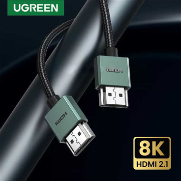 Ugreen 90384 Cáp HDMI 2.1 slim dài 2M hỗ trợ 8K@60Hz cao cấp (bọc nhôm,bện dù)