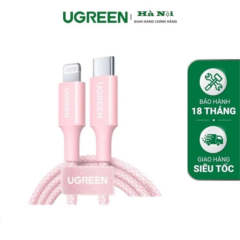 Ugreen 90450 Cáp sạc USB-C to Lightning 1m màu hồng cao cấp