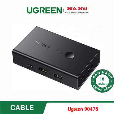Ugreen 90478,Bộ chuyển tín hiệu 2 CPU dùng 1 màn hình KVM Switch HDMI, USB  cao cấp