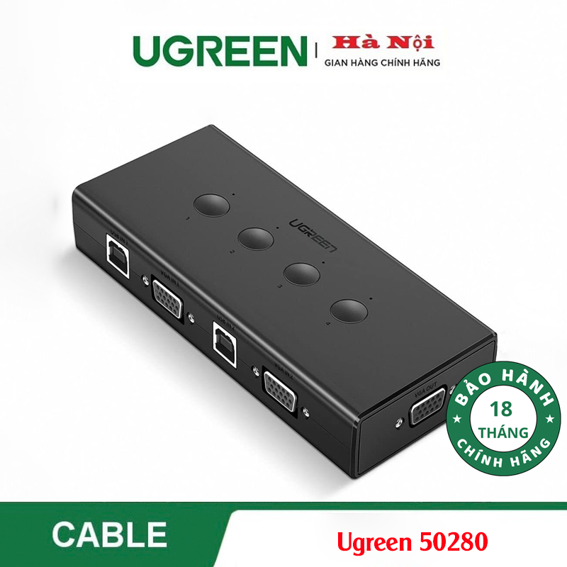 Ugreen 50280, Bộ Chuyển KVM 4 PC Sang 1 Màn Hình Cao Cấp Chính Hãng