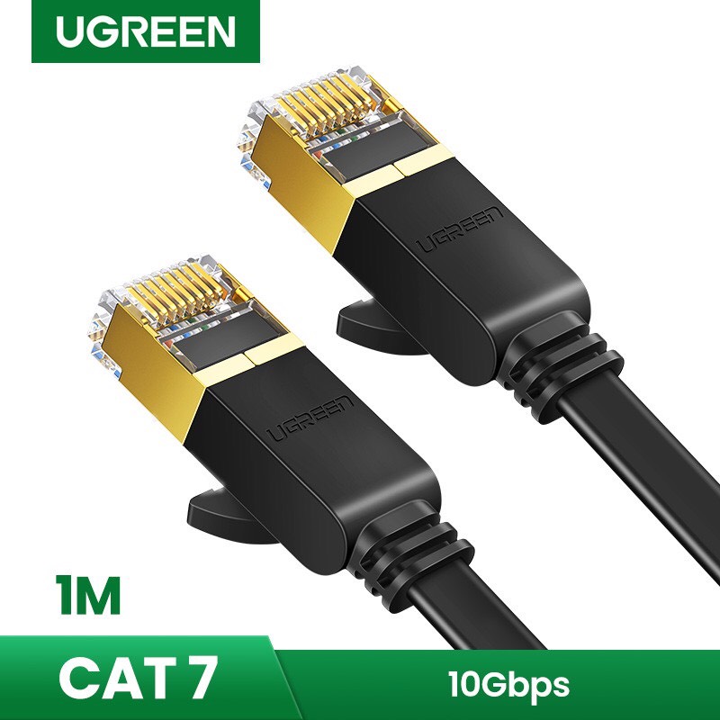 UGREEN Cat7 U/FTP dạng dẹt đầu đúc dài 1m (Black) 11260 cao cấp