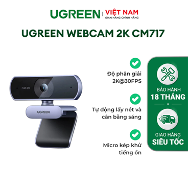 Webcam 2K@30Hz cho PC, Webcam Full HD 1080p/30fps, Tự động lấy nét Ugreen 25442 (4MP) cao cấp