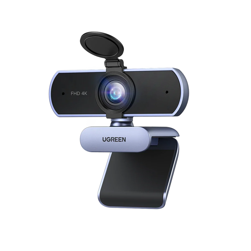 Webcam UGREEN 65381 4K@30fps cho PC, độ phân giải cực cao, tích hợp micro, màu xám.