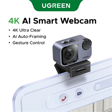 Webcam UGREEN 75726A FineCam Pro 4K với cảm biến 1/2 dành cho PC/Mac cao cấp