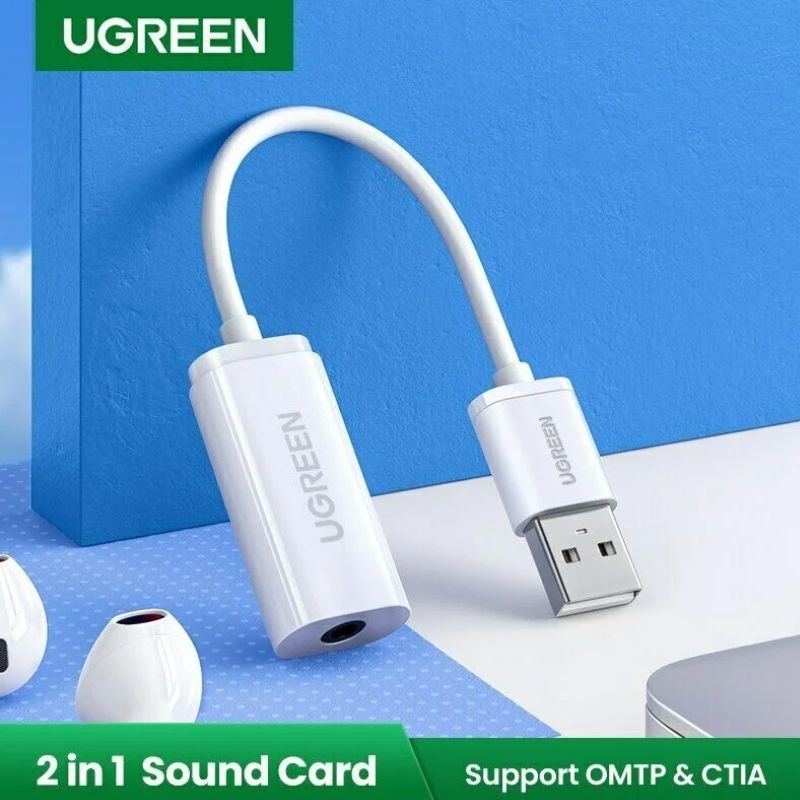 Ugreen 30712 Card sound USB 2.0 to 3.5mm Mic & Loa chính hãng