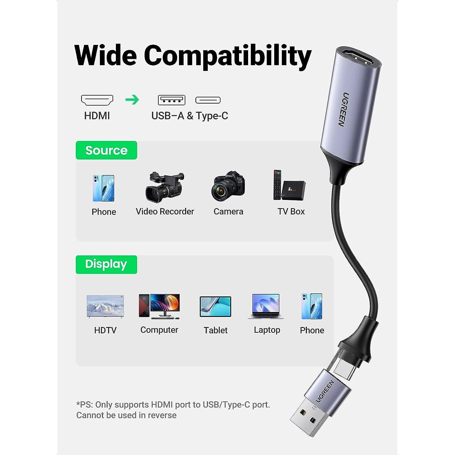 Ugreen 40253 Dây, Cáp chuyển đổi HDMI to VGA ( không Audio) Cao Cấp Chính Hãng