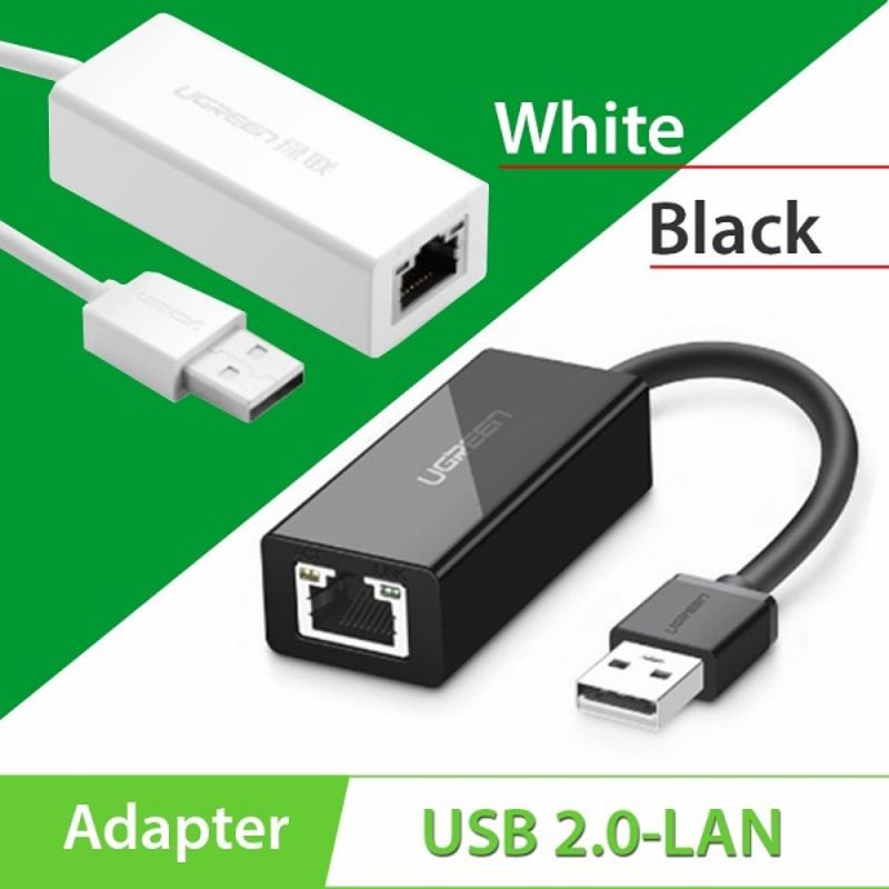 UGREEN 20254 Bộ Chuyển Đổi USB 2.0 To LAN 10/100Mbps Black/White chính hãng